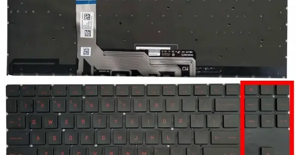 Cumpără online Tastatura Laptop, HP, Omen 16-K, iluminata, rosie, layout US