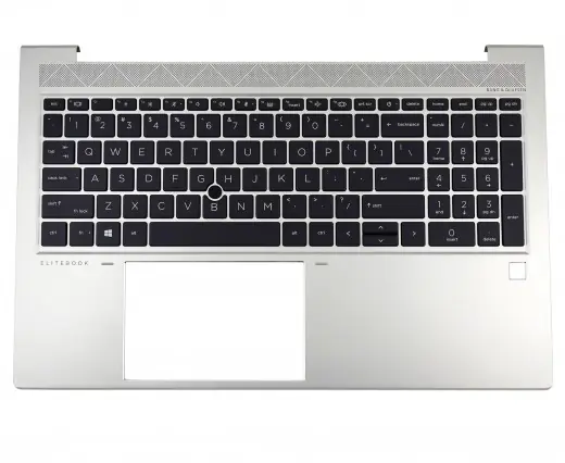 Tastatura HP EliteBook 855 G8 Neagra cu Palmrest Argintiu cu Orificiu de Amprenta fara TouchPad iluminata backlit Calitate înaltă