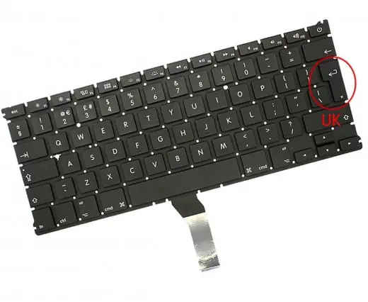 Livrare gratuită Tastatura Apple MacBook AirA1466 layout UK fara rama enter mare