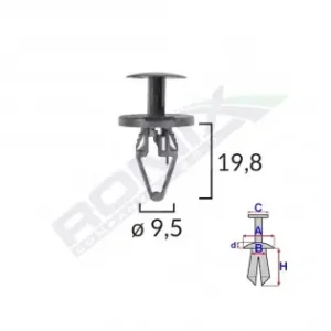 Clips Fixare Elemente Roata Pentru Opel 9.5X19.8Mm Negru Set 5 Buc Ofertă exclusivă