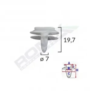 Clips Fixare Elemente Exterioare Pentru Renault 7X19.7Mm - Alb Set 10 Buc Livrare expres