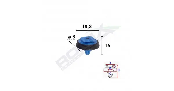 Clips Fixare Elemente Exterior Pentru Fiat, Jeep 8X16Mm Albastru - Set 10 Buc Bestseller