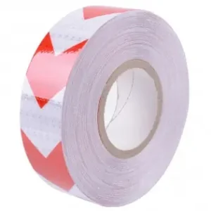 Banda Reflectorizanta Adeziva Tip Fagure - Sageata Rosu-Alb (Rola 5Cm X 25M) Livrare gratuită