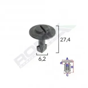 Clips Fixare Elemente Roata Pentru Audi/seat/vw 6.2X27.4Mm - Negru Set 10 Buc Retur ușor