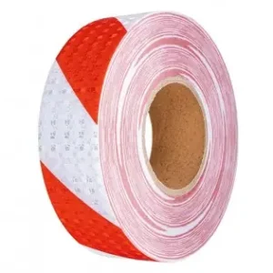 Banda Reflectorizanta Adeziva Tip Fagure - Rosu-Alb (Rola 4Cm X 23M) Preț redus