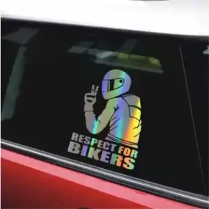Sticker Autoadeziv Pentru Vehicule Off Road, Model "Respect For Bikers", Dimensiune 17 X 12 Cm, Culoare Holografic Preferatul clienților