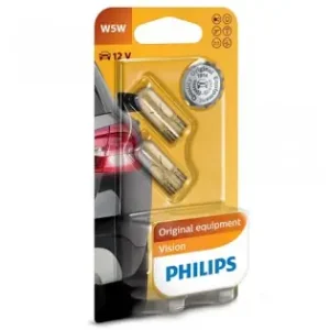 Plată securizată Set 2x Bec Auto 12v 5w Vision Philips