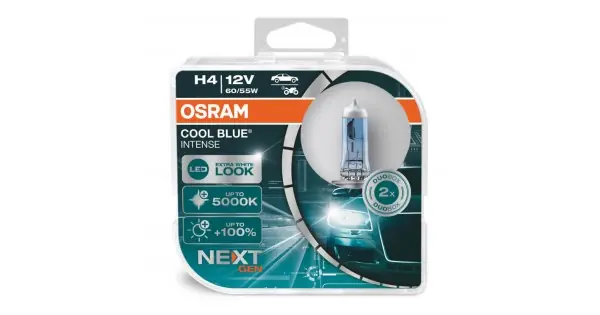 Livrare gratuită Set 2 Becuri Cu Halogen Osram H4, 12V, 60 / 55W, P43T, Cool Blue Next Gen, 5000K