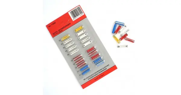 Plată securizată Blister Cu 20 Sigurante Fuzibile Cilindrice 5/ 8/ 16/ 25 A Cod Culoare