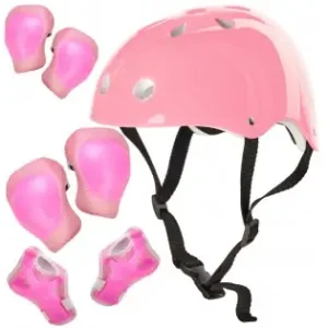 Cel mai vândut Set Protectie Pentru Copii, 7 Piese, Model Skateboard, Culoarea Roz