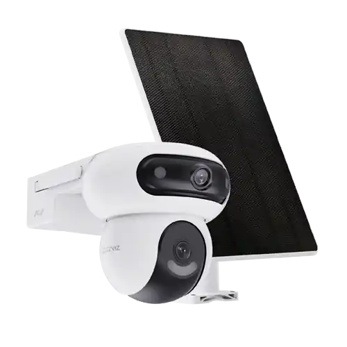 Camera IP PT Dual-Lens 4MP + panou solar 8W, Wi-Fi6, Baterie 10.400 mAh, Audio, IR 35M - EZVIZ CS-HB90/SP(2x4MP) Ofertă specială