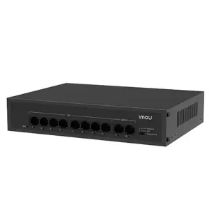 Ofertă exclusivă Switch PoE Imou SF110P, 8 porturi PoE, 2 porturi Uplink, buget PoE 65W, protectie 4KV, Plug and play
