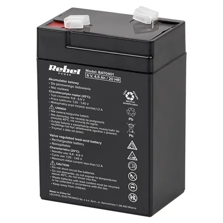Acumulator stationar AGM VRLA REBEL 6V 4.5Ah, baterie plumb acid etansa pentru UPS Nu rata