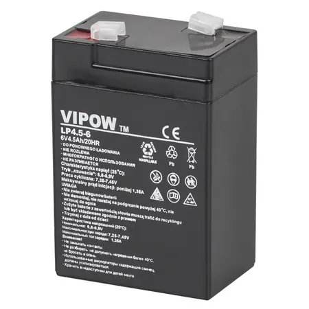 Reducere specială Acumulator gel plumb VIPOW, BAT0200, 6 V, 4.5 Ah