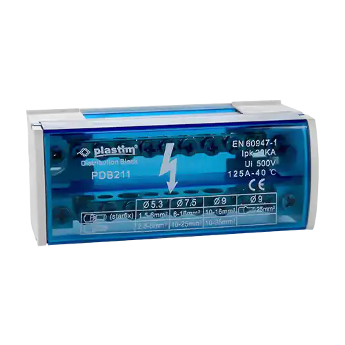 Bloc de distributie electrica, 2×11 poli, 125A - Plastim PDB211 Disponibil imediat