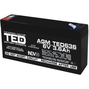 Retur ușor Acumulator AGM VRLA 6V 3,6A dimensiuni 133mm x 34mm x h 59mm F1 TED Battery Expert Holland TED002891 (20)