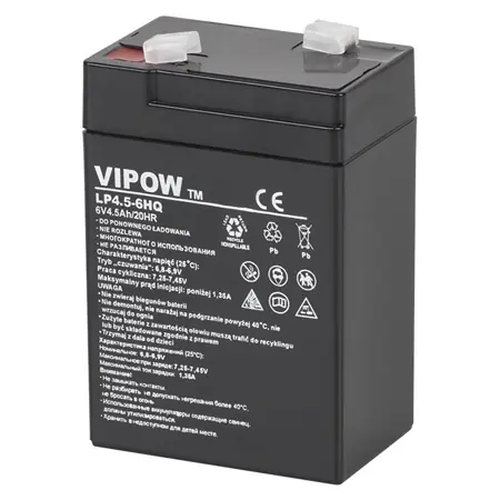 Acumulator gel plumb Vipow, 6 V, 4.5 Ah Lichidare de stoc