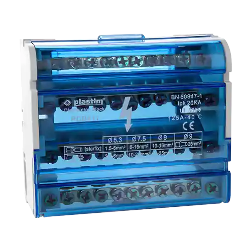 Bloc de distributie electrica, 4×11 poli, 125A - Plastim PDB411 Cumpără online