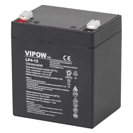 Preferatul clienților Acumulator stationar AGM VRLA VIPOW 12V 4Ah, baterie plumb acid etansa pentru UPS, alarma, CCTV, interfon, borne F1