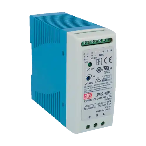 Ultima șansă Sursa de alimentare in comutatie, 27.6V / 0.95A + 0.5A, sina DIN, backup - MEAN WELL DRC-40B
