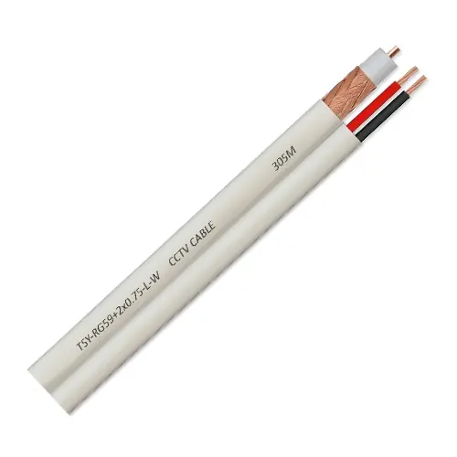 Retur ușor Cablu coaxial RG59 + alimentare 2×0.75'100m'alb TSY-RG59+2X0.75-L-W