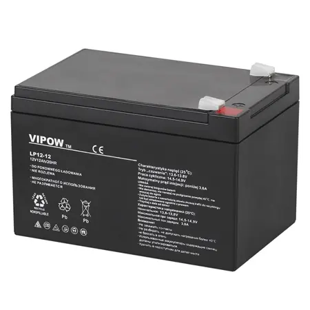 Acumulator stationar AGM VRLA VIPOW 12V 12Ah, baterie plumb acid etansa pentru UPS, CCTV, alarma, control acces, borne F2 Reducere specială