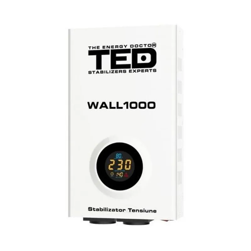 Stabilizator retea maxim 1000VA-AVR LCD 2 iesiri schuko WALL TED000057 (1/4) Premium