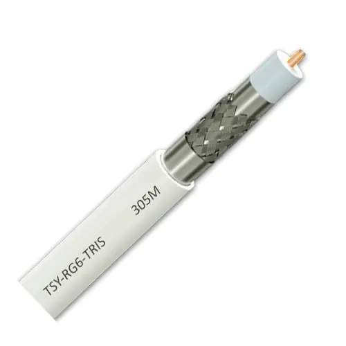 Cablu coaxial RG 6 TRISHIELD'305m'alb TSY-RG6-TRIS Livrare gratuită