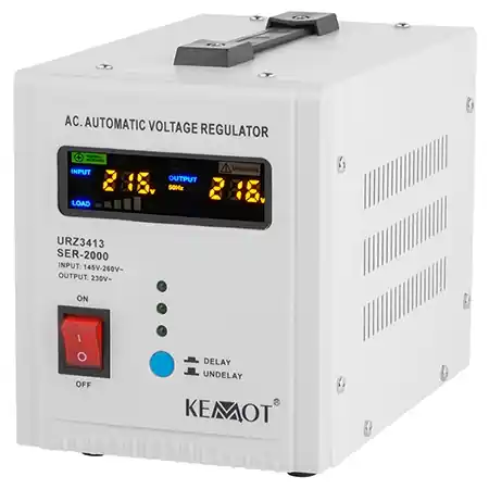Ofertă Stabilizator de tensiune KEMOT SER-2000, 2000 VA, 230 V ±5%, transformator toroidal, functie DELAY si afisaj LED