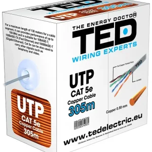 Plată securizată Cablu UTP cat.5e cupru integral rola 305ml TED Wire Expert TED002495