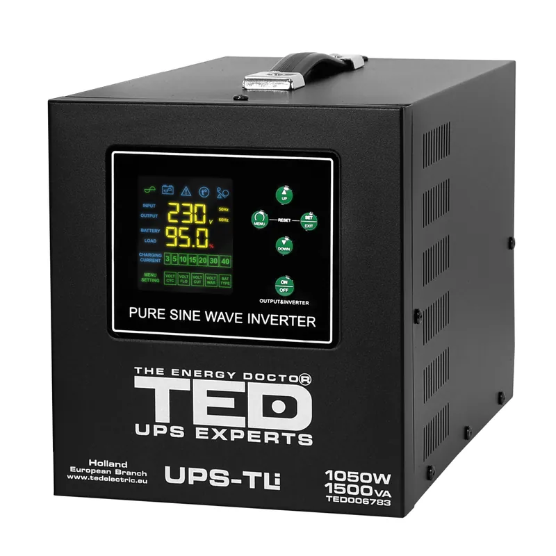 UPS 1500VA/1050W runtime extins LiFePO4 utilizeaza un acumulator (neinclus) TED Electric - TED006783 Expediere rapidă