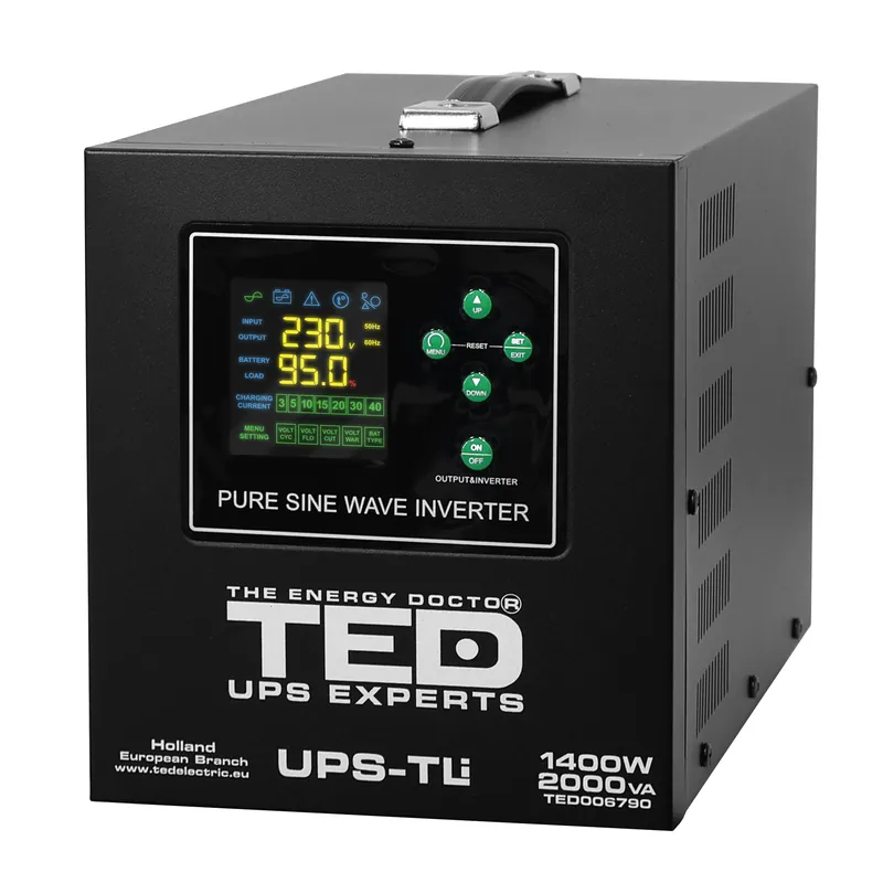 UPS 2000VA/1400W runtime extins LiFePO4 utilizeaza doi acumulatori (neinclusi) TED Electric - TED006790 Ofertă exclusivă
