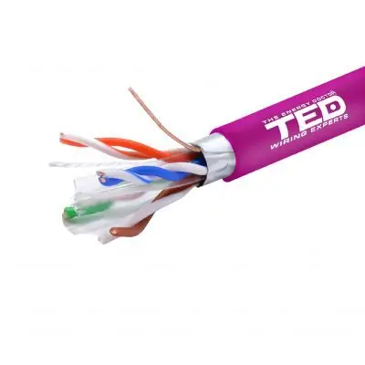 Cablu FTP cat.6 cupru integral 0,56 23AWG LSZH ignifug FLUKE PASS violet rola 305ml TED Wire Expert TED002433 Ofertă