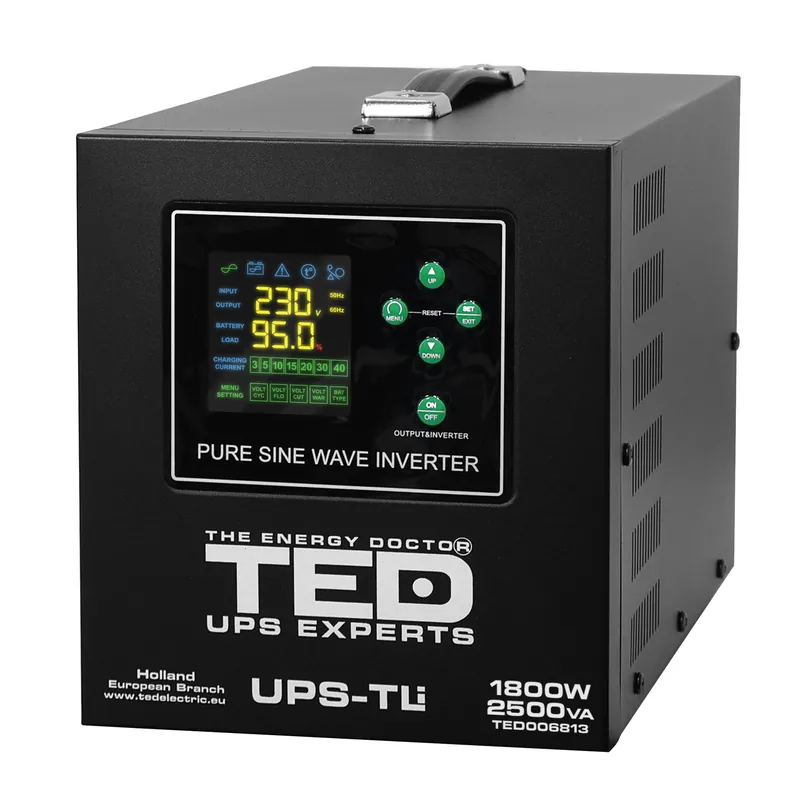 Reducere de preț UPS 2500VA/1800W runtime extins LiFePO4 utilizeaza doi acumulatori (neinclusi) TED Electric - TED006813