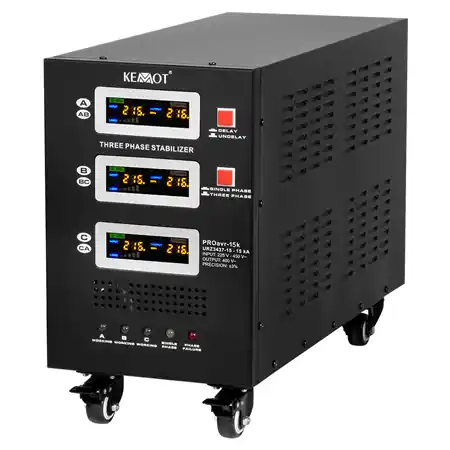Stabilizator de Tensiune cu Servomotor Trifazat 10000 VA Kemot PROAVR-10KTensiune Intrare 380V ±10%, Iesire 380V ±1%, Putere 10000 VA Preț promoțional
