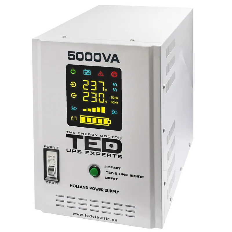 UPS 5000VA/3500W runtime extins utilizeaza doi acumulatori (neinclusi) TED UPS Expert TED001689 Livrare gratuită