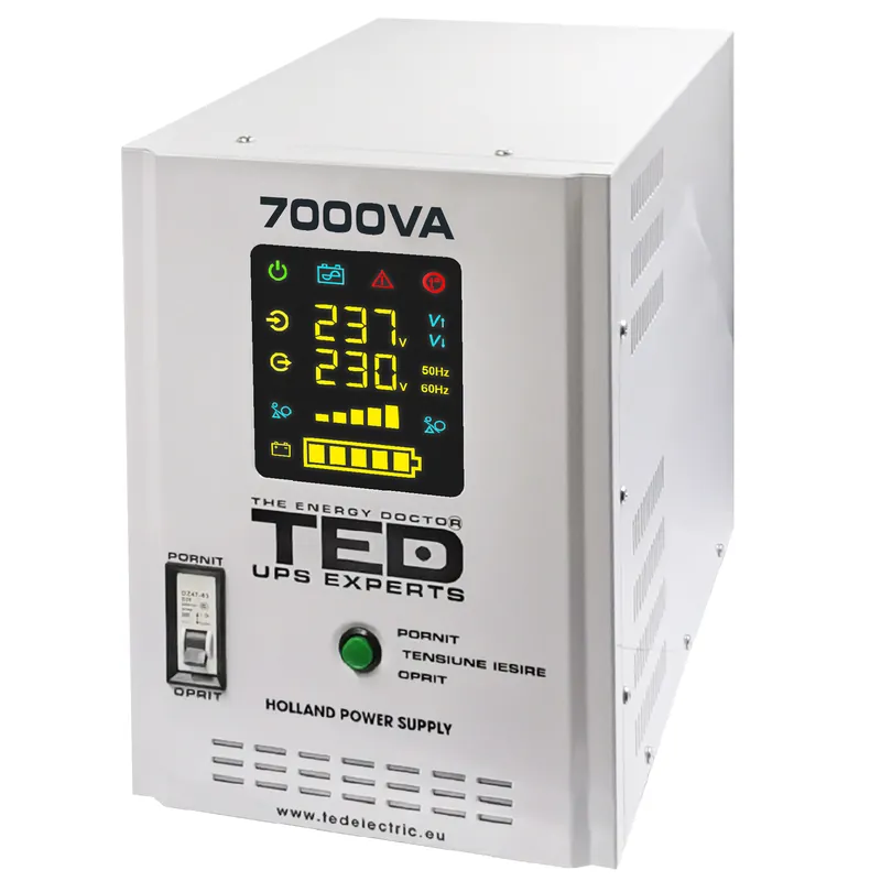 Retur ușor UPS 7000VA/5000W runtime extins utilizeaza patru acumulatori (neinclusi) TED UPS Expert TED001696