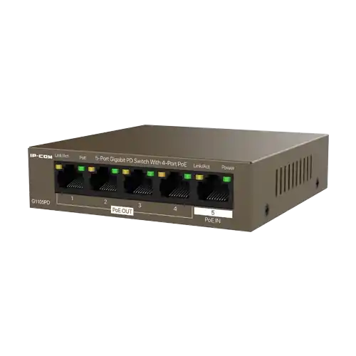 Switch 4 x RJ45 1G PoE Out 802.3af, 1 x RJ45 1G PoE IN, Unmanaged - IP-COM G1105PD Popular