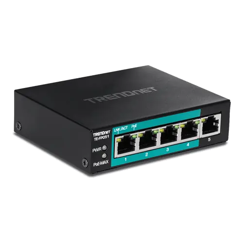 Switch 4 porturi Fast Ethernet Long Range 250m PoE+ 60W'1 port Fast Ethernet - TRENDnet TE-FP051 Ofertă exclusivă