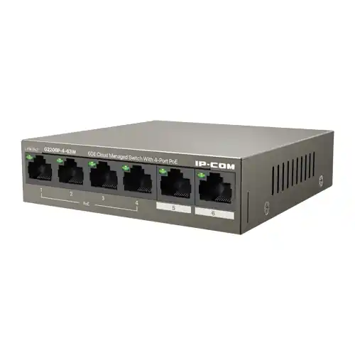 Switch 4 porturi Gigabit PoE+, 2 porturi RJ45 Gigabit, 58W, Management - IP-COM G2206P-4-63W Noutate