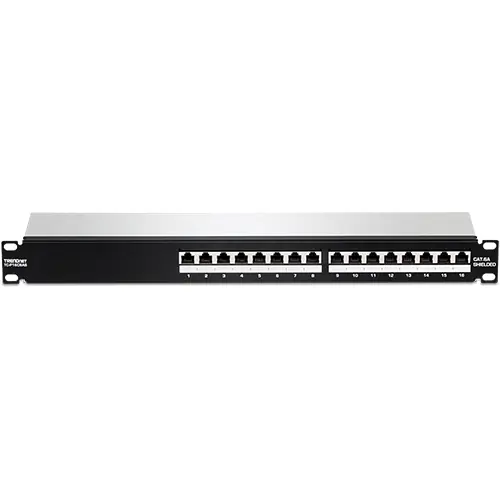 Reducere extra Patch Panel 16 porturi RJ45 UTP, Cat6a, Ecranat, 1U - TRENDnet TC-P16C6AS