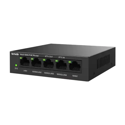 Livrare gratuită Router 5 x RJ45 1G (4 x PoE Out 802.3af/at), Multi-WAN, Cloud Managed - TENDA G0-5G-PoE
