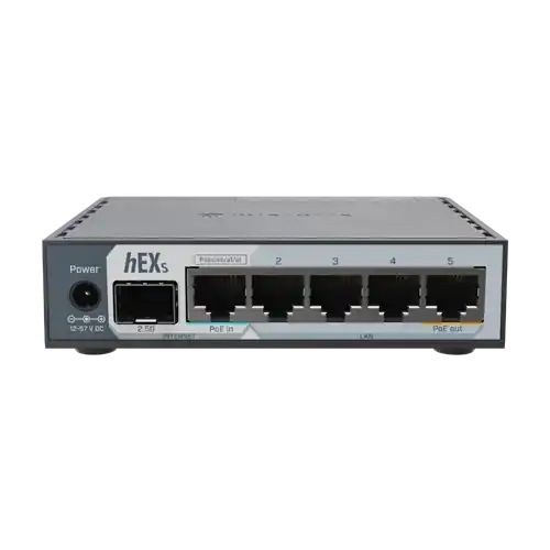 Router hEX, 5 porturi RJ45 Gigabit, 1 x SFP 2.5G, 1 x PoE Out, USB, PoE In - MikroTik E60iUGS Cumpără acum