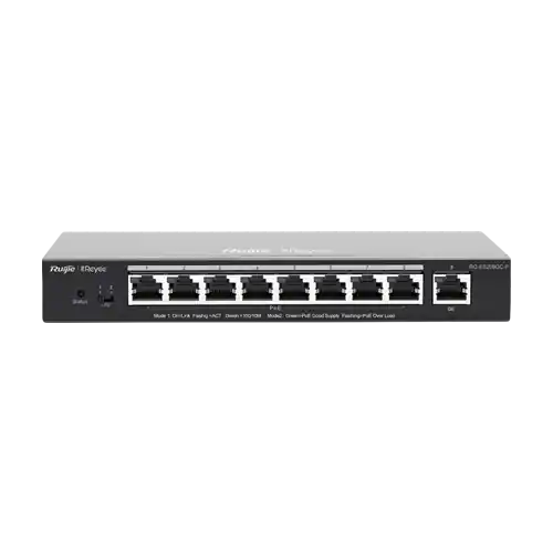 Switch 8 porturi PoE+ RJ45 Gigabit, 1 port uplink RJ45 Gigabit, L2 Cloud Management - Ruijie RG-ES209GC-P Disponibil imediat