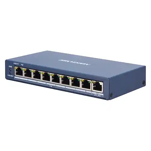 Switch 8 porturi PoE, 1 port uplink RJ45, SMART Management - HIKVISION DS-3E1309P-EI Plată sigură