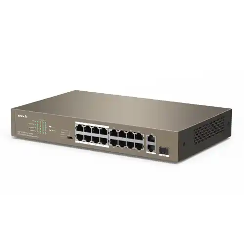 Switch 16 porturi PoE 10/100 Mbps, 2 port RJ45 Gigabit, 1 port SFP Gigabit - TENDA TND-TEF1118P-16-150W-V30 Ofertă