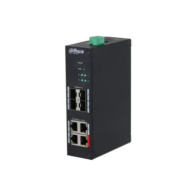 Switch cu 8 porturi Dahua HS4408-4ET-96, 4 porturi PoE 10/100 Mbps, 4 porturi SFP 1000 Mbps, PoE Watchdog, Hardened Switch Chilipir