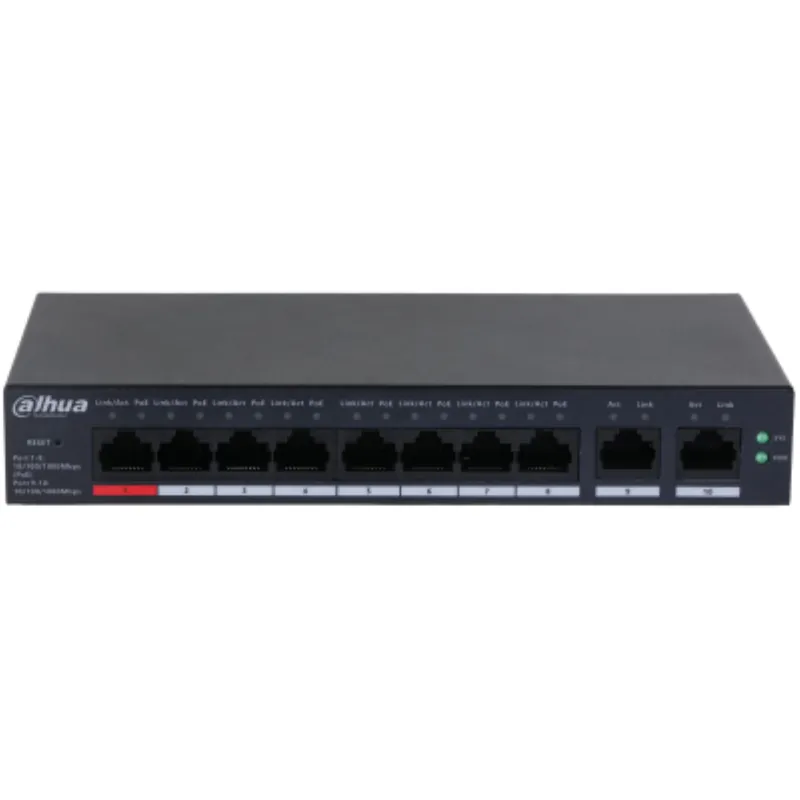 Switch 10 porturi Gigabit 8 porturi PoE cu management Dahua - CS4010-8GT-110 Super ofertă