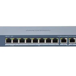 Switch PoE Hikvision DS-3E0310HP-E(C), 8 porturi PoE, 2 porturi Gigabit RJ45, putere PoE 110W, 6kV Preț promoțional