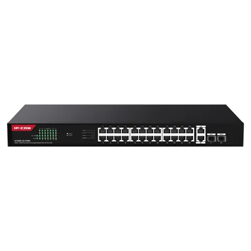 Chilipir Switch 24 porturi Gigabit PoE, 2 x RJ45 Uplink Gigabit, 2 x SFP Gigabit, 1U - IP-COM G1128P-24-410W